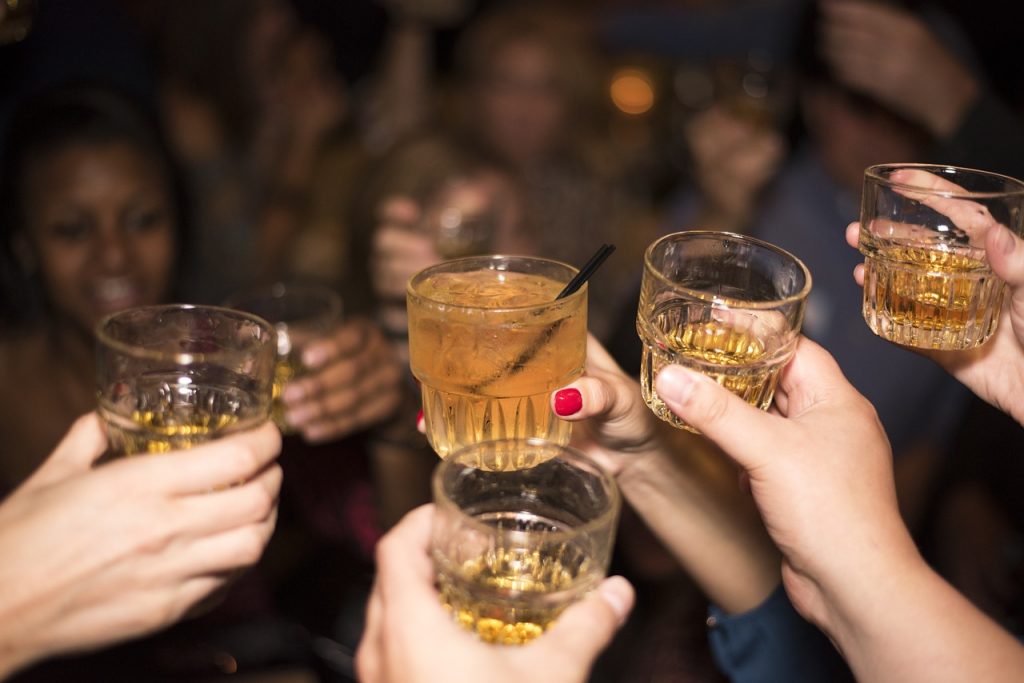 group driinking in bar party