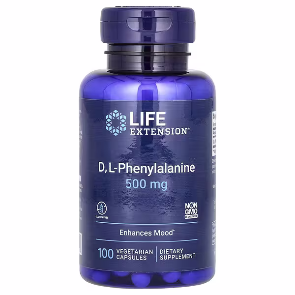 Life Extension, D, L-Phenylalanine, 500 mg, 100 Vegetarian Capsules